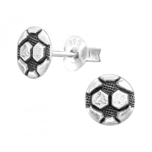 Children's 925 Sterling Silver Football Stud Earrings - Melchior Jewellery 