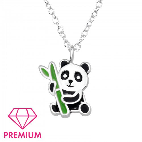 Children' Sterling Silver Cute Panda Bear Necklace