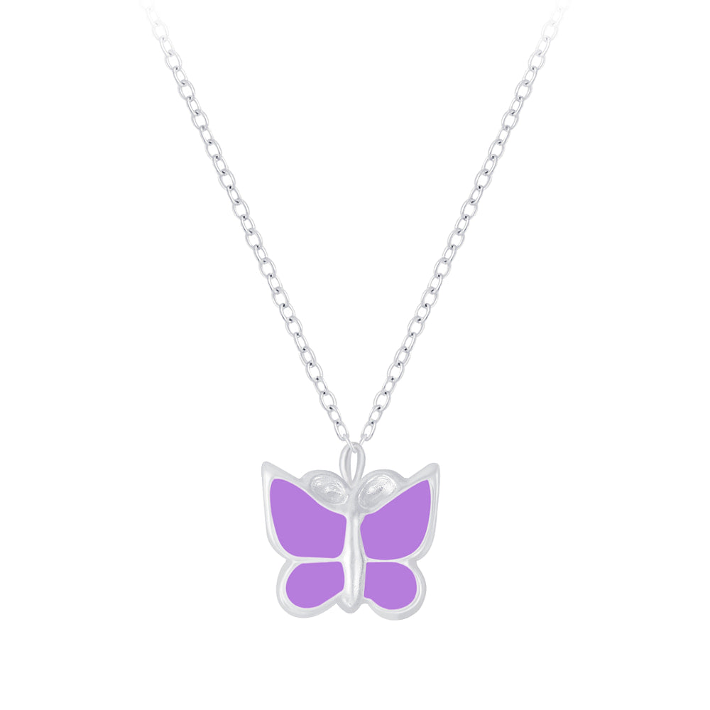 Children's Sterling Silver Purple Butterfly Necklace