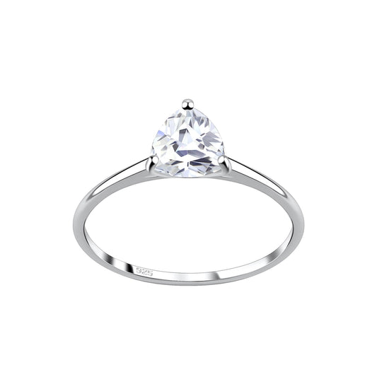 Sterling Silver 6mm Trillion Cubic Zirconia Silver Ring