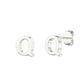 Sterling Silver Alphabet Letter Q Stud Earrings
