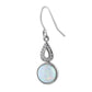 Sterling Silver White Opal Semi Sphere Pear CZ Earrings October Birthstone