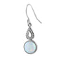 Sterling Silver White Opal Semi Sphere CZ Twist drop Earrings October Birthstone
