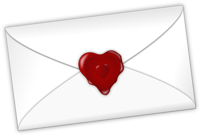 White envelope with red heart wax seal to add message to silver jewellery gift card by Melchior Jewellery
