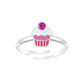 Melchior Jewellery adjustable cupcake ring for kids with pink gem and silver band