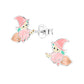 Melchior Jewellery witch stud earrings for girls featuring cute pink witch on broomstick design