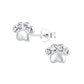 Melchior Jewellery CZ dog paw stud earrings for kids in silver with clear cubic zirconia stones