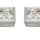 Sterling Silver Clear CZ 4mm Square Stud Earrings