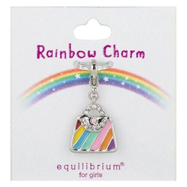 Melchior Jewellery children's enamel handbag charm in rainbow colours with crystal detail