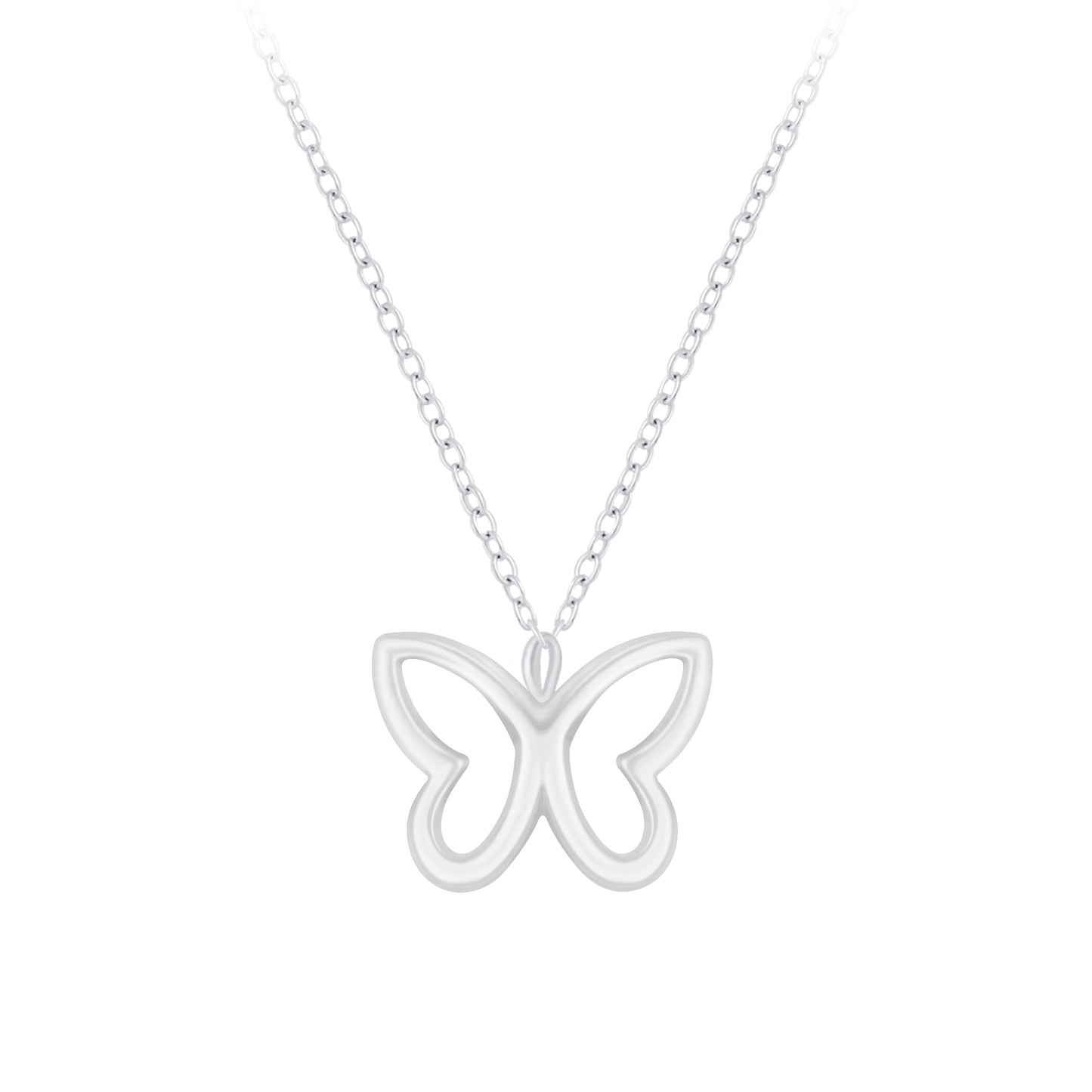 Melchior Jewellery girls open butterfly necklace in silver with delicate chain for children