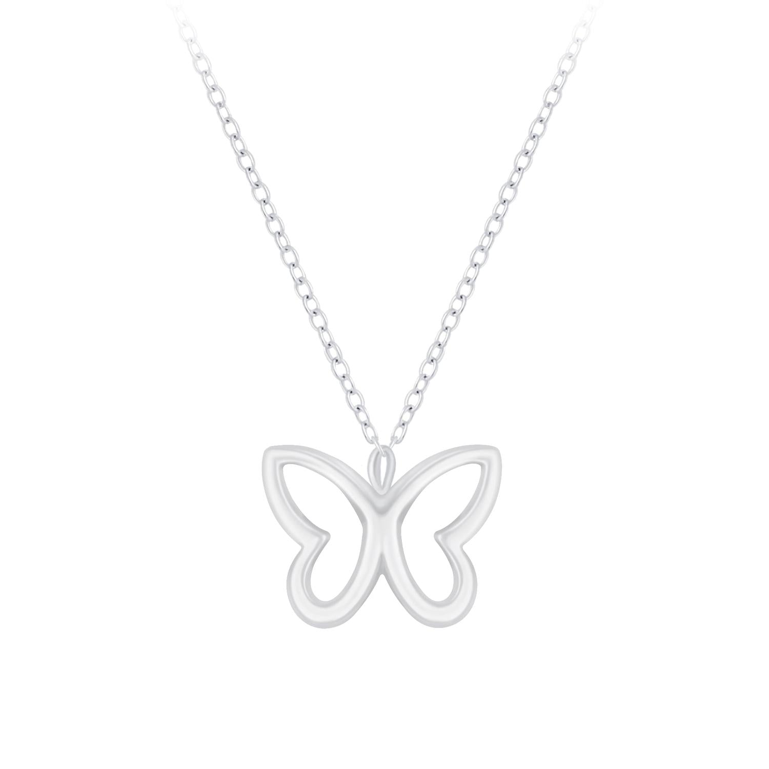 Melchior Jewellery girls open butterfly necklace in silver with delicate chain for children