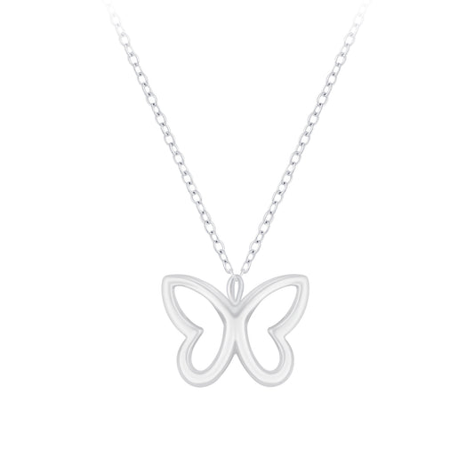 Melchior Jewellery girls open butterfly necklace in silver with delicate chain for children