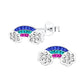 Melchior Jewellery girls silver rainbow earrings with colourful crystals and cloud design