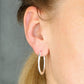 Sterling Silver Textured Oval Creole Hinged Hoop Earrings