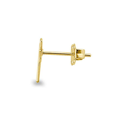 14K Yellow Gold Cross Stud Earrings