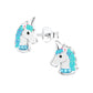 Melchior Jewellery kids unicorn jewellery sterling silver stud earrings with blue and pink accents