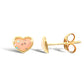 9ct Yellow Gold Pink Enamel Love Heart Stud Earrings