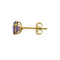 Single 14K yellow gold amethyst CZ earrings stud showcasing purple gemstone with secure backing