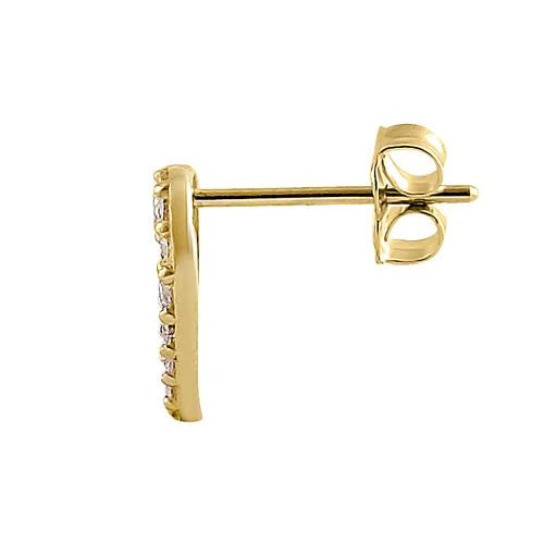 Melchior Jewellery 14k yellow gold heart earrings with small embedded gemstones and secure post backing