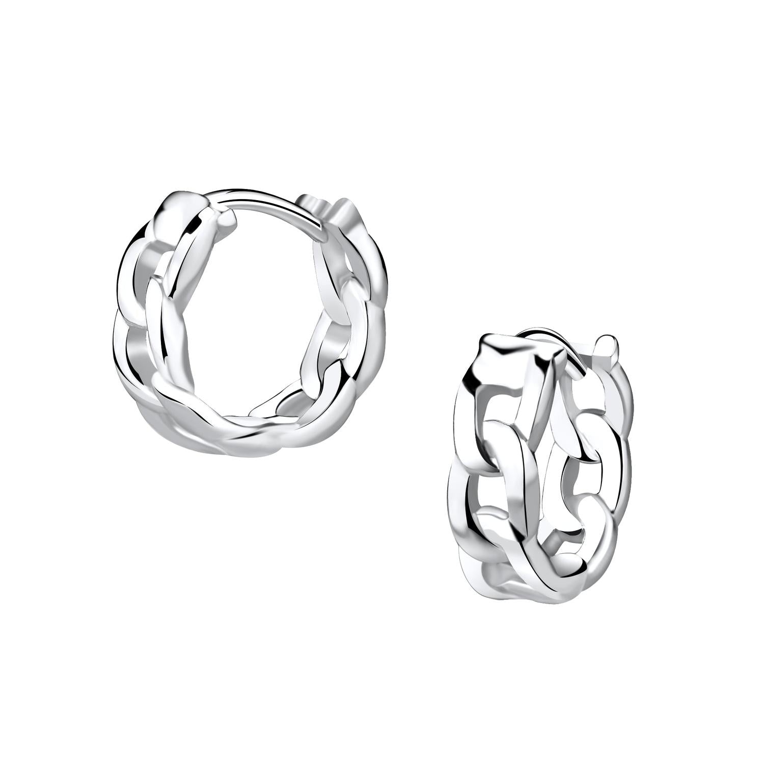 Melchior Jewellery 14mm silver hoop earrings for women with a chain link design