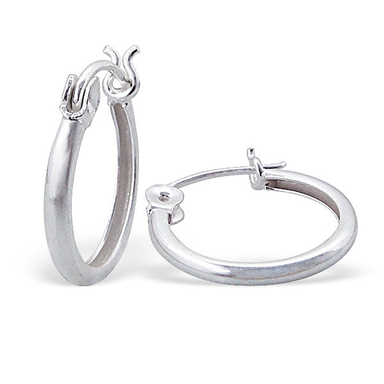 Melchior Jewellery 16mm French lock silver earrings small polished hoop pair with secure closure