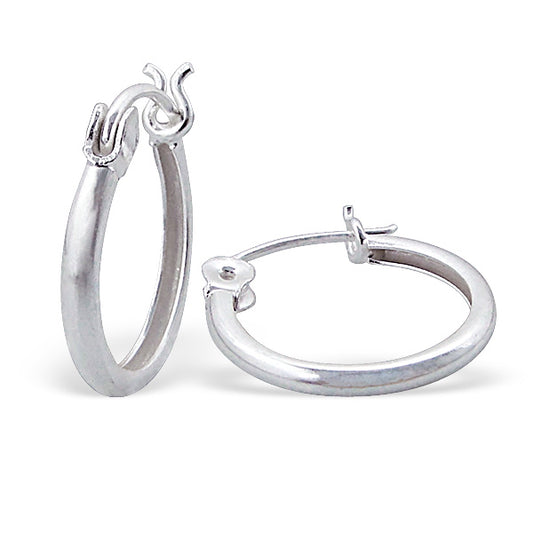 Melchior Jewellery 16mm French lock silver earrings small polished hoop pair with secure closure