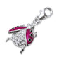 Melchior Jewellery 3D ladybird clip on charm silver with pink enamel wings and sparkling cubic zirconia
