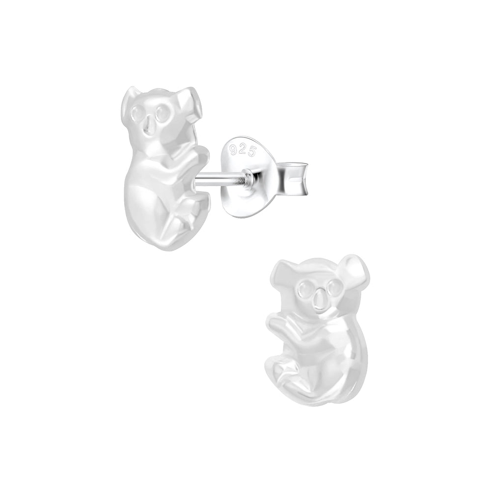 925 sterling silver koala bear studs childrens earrings by Melchior Jewellery with secure butterfly backs