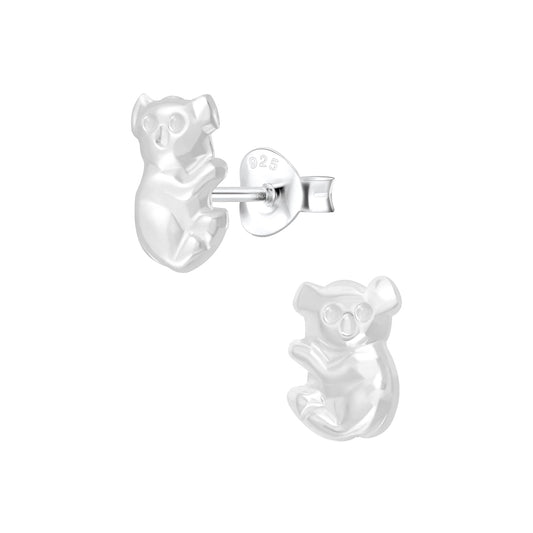 925 sterling silver koala bear studs childrens earrings by Melchior Jewellery with secure butterfly backs