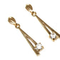 Melchior Jewellery 9ct yellow gold drop earrings tapered design with clear round stones for evening wear