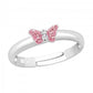 Melchior Jewellery adjustable pink butterfly ring for kids with silver band and pink stones