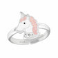 Melchior Jewellery adjustable unicorn ring for kids with pink mane and silver band