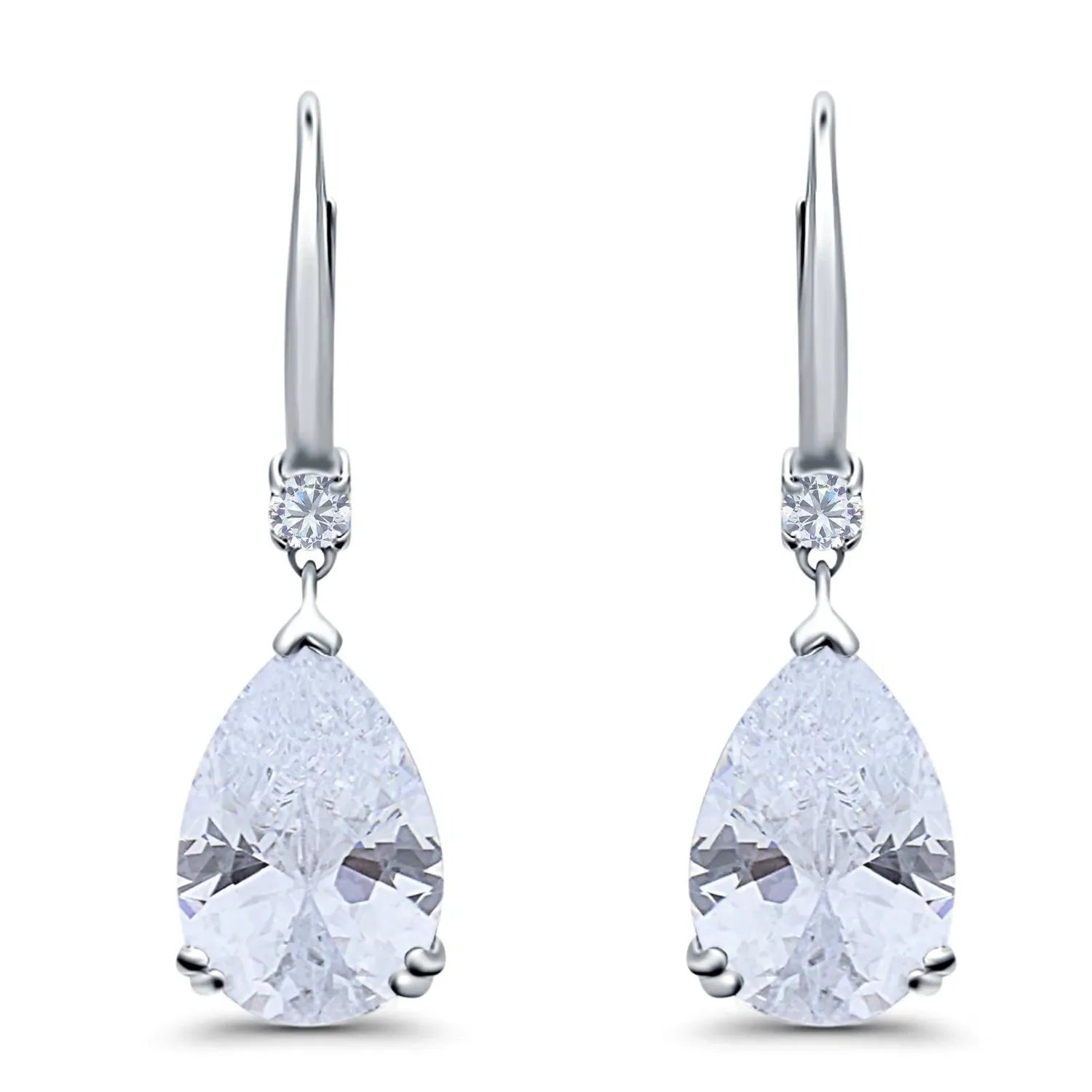 Melchior Jewellery April birthstone earrings sterling silver with pear-shaped clear gemstones and small round accents