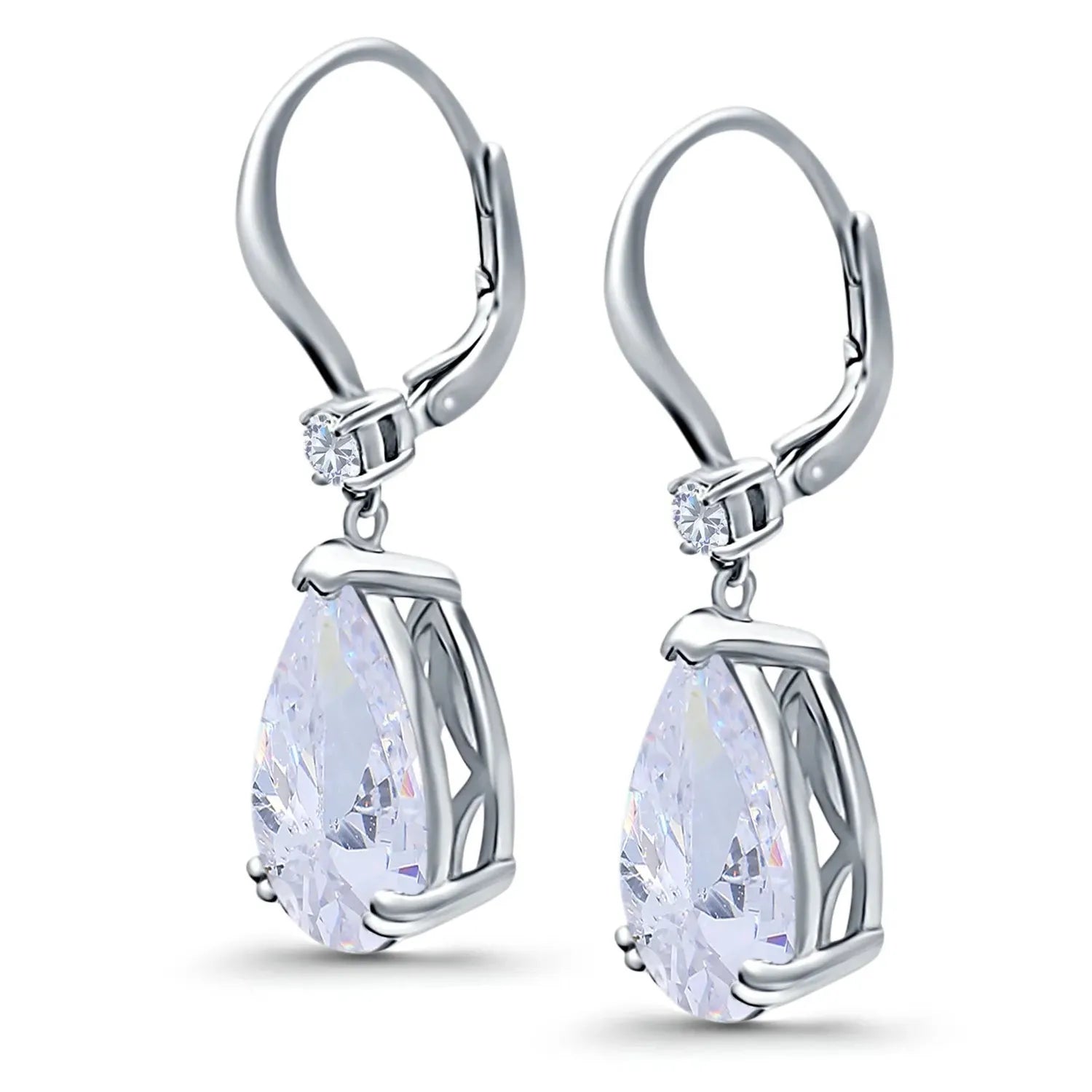 Melchior Jewellery April birthstone earrings sterling silver with pear-shaped clear stones and small round gems
