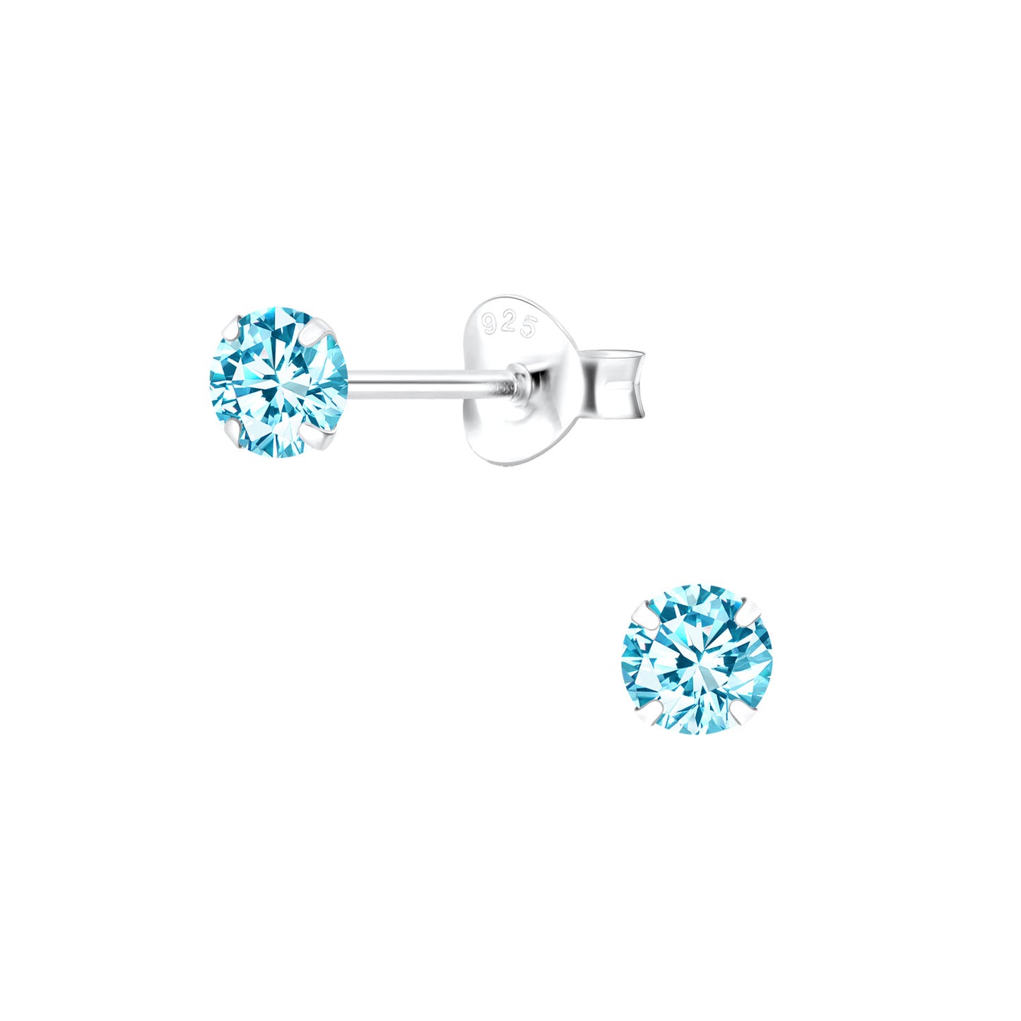 Melchior Jewellery aqua blue earrings for kids with sterling silver studs and sparkling gemstones