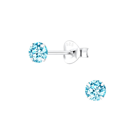 Melchior Jewellery aqua blue earrings for kids with sterling silver studs and sparkling gemstones