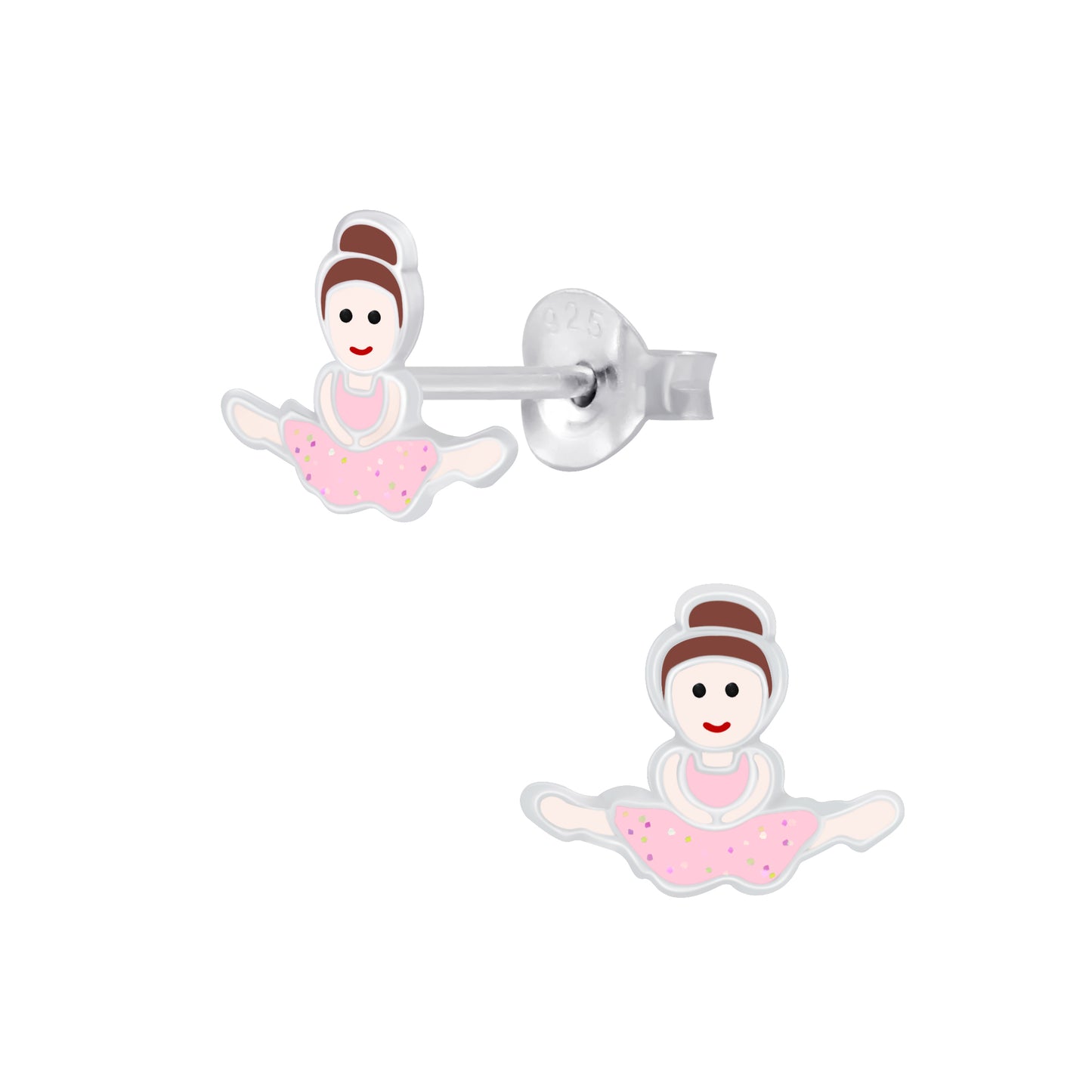 Melchior Jewellery ballerina earrings for little girls with pink tutu and silver studs
