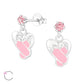 Melchior Jewellery children's sterling silver ballet earrings pink crystal stud with enamel ballet slipper drops