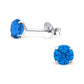 Melchior Jewellery blue round stud children's sterling silver birthstone earrings with prong setting and butterfly backs