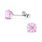Melchior Jewellery children's sterling silver birthstone earrings pink crystal studs with butterfly backs