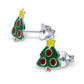 Melchior Jewellery children's sterling silver christmas tree earrings green enamel red bauble studs for kids