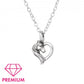 Melchior Jewellery children's sterling silver horse necklace with heart-shaped pendant on chain