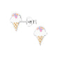 Melchior Jewellery children's sterling silver ice cream stud earrings white scoop pink topping with multicolour sprinkles