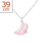 Melchior Jewellery children's sterling silver necklace with pink enamel high heel shoe pendant on 39 cm chain