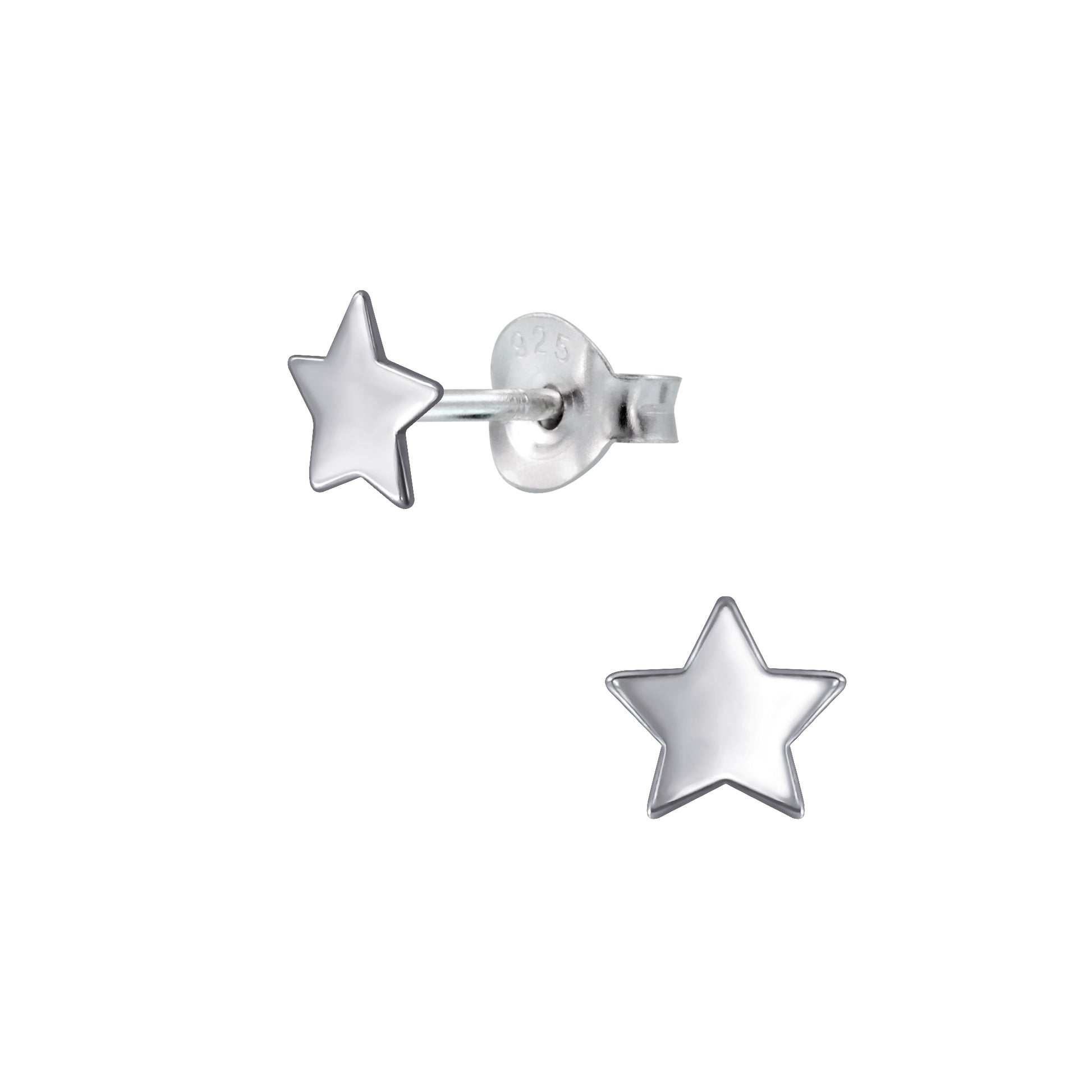 Melchior Jewellery children's sterling silver star earrings small polished star stud pair on white background