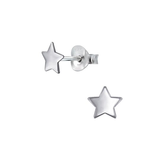 Melchior Jewellery children's sterling silver star earrings small polished star stud pair on white background
