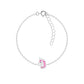 Children's sterling silver unicorn bracelet with pink enamel detail on a delicate chain by Melchior Jewellery