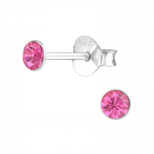 Melchior Jewellery childrens pink coloured crystal stud earrings for women sterling silver 925 posts
