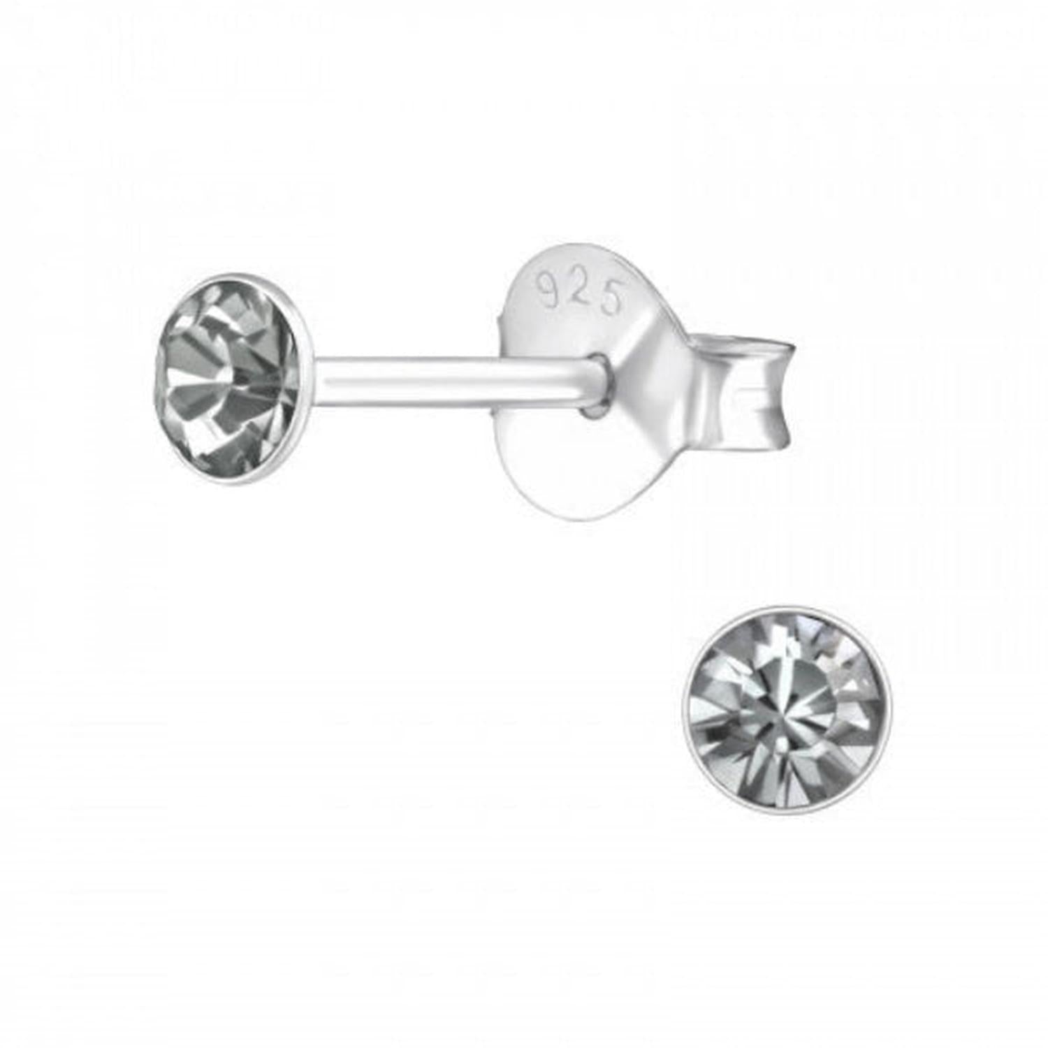 Melchior Jewellery childrens sterling 925 silver clear coloured crystal stud earrings for women small studs
