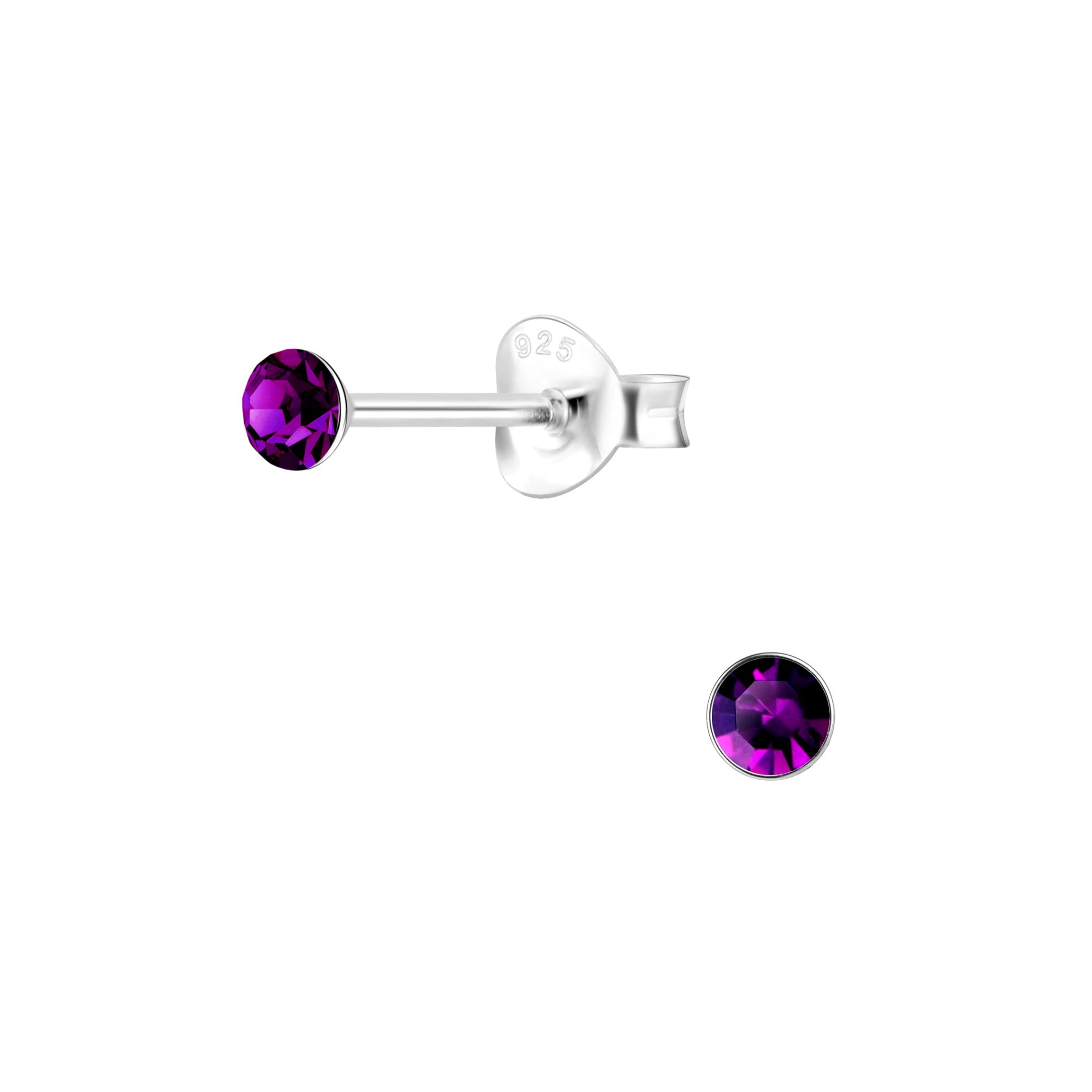 Melchior Jewellery childrens 925 silver stud earrings with purple crystals coloured crystal stud earrings for women